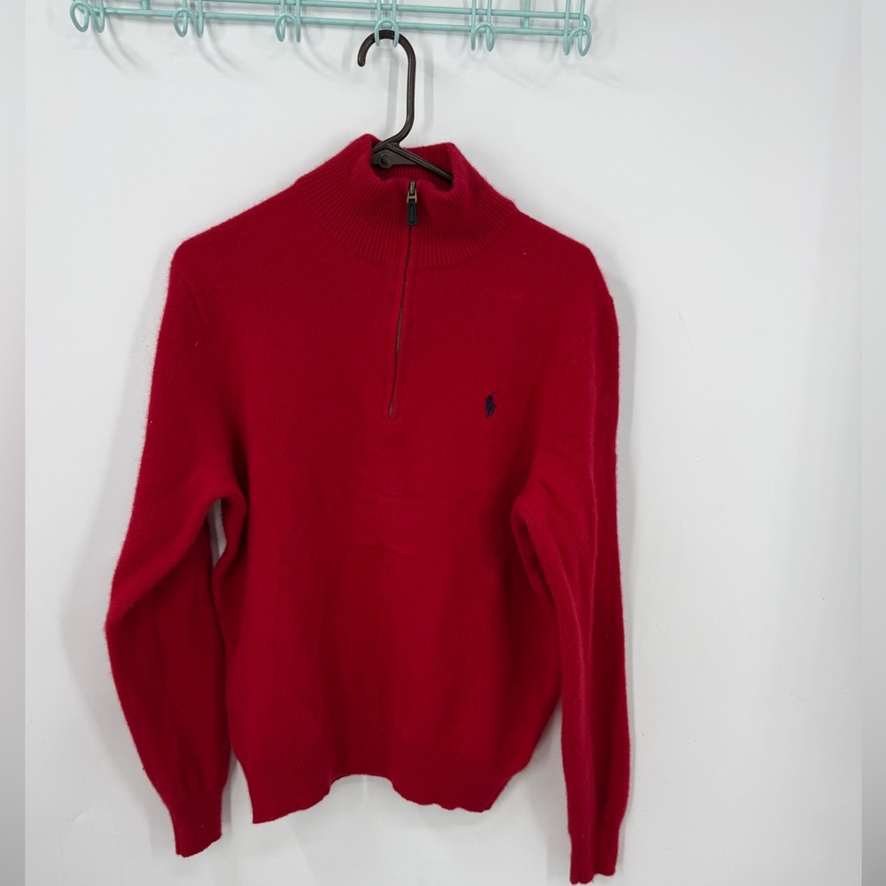 Polo Ralph Lauren 1/4 zip cashmere wool blend embroidered pony logo  XL unisex.